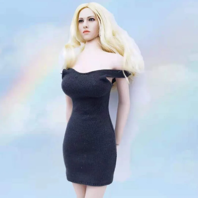 

Сексуальная черная облегающая юбка-футболка Tbleague в масштабе 1/6, женское платье-солдат для 12 дюймов Phicen S07C S09 JIAOUL игрушка, фигурка куклы