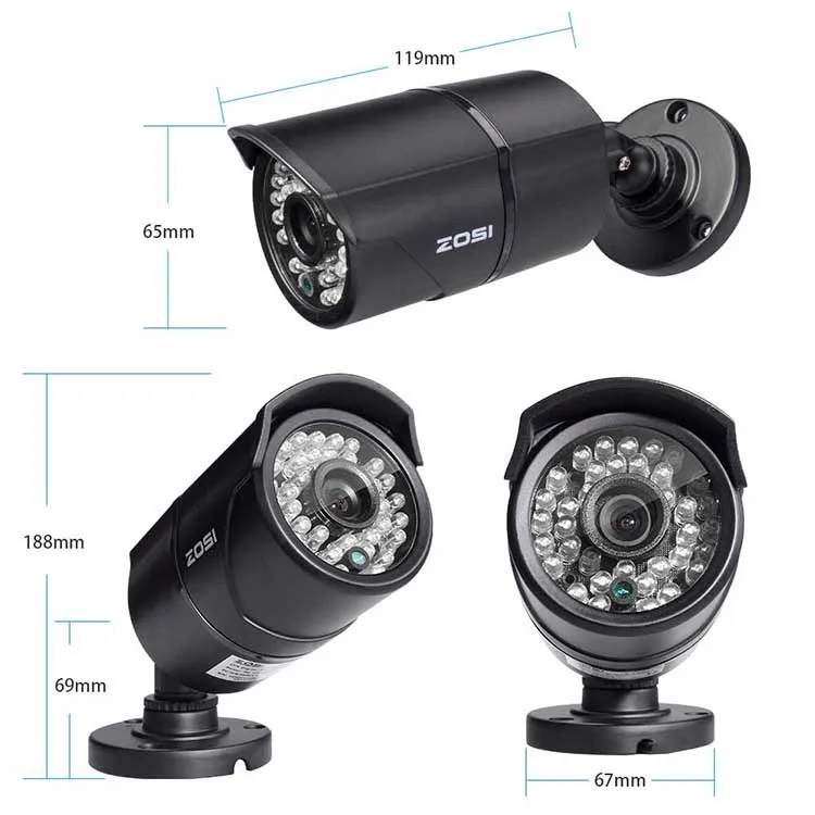 ZOSI 1080P аналоговая/AHD/TVI/CVI камера видеонаблюдения HD 2.0MP Всепогодная 100ft День Ночь домашняя CCTV камера безопасности