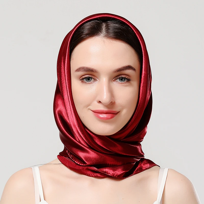 

Solid Silk Square Scarf Women Hijab Headband Muslim Shawls Wraps Cashmere Bandana Scarves Neck Kerchief Malaysia Foulard 2021