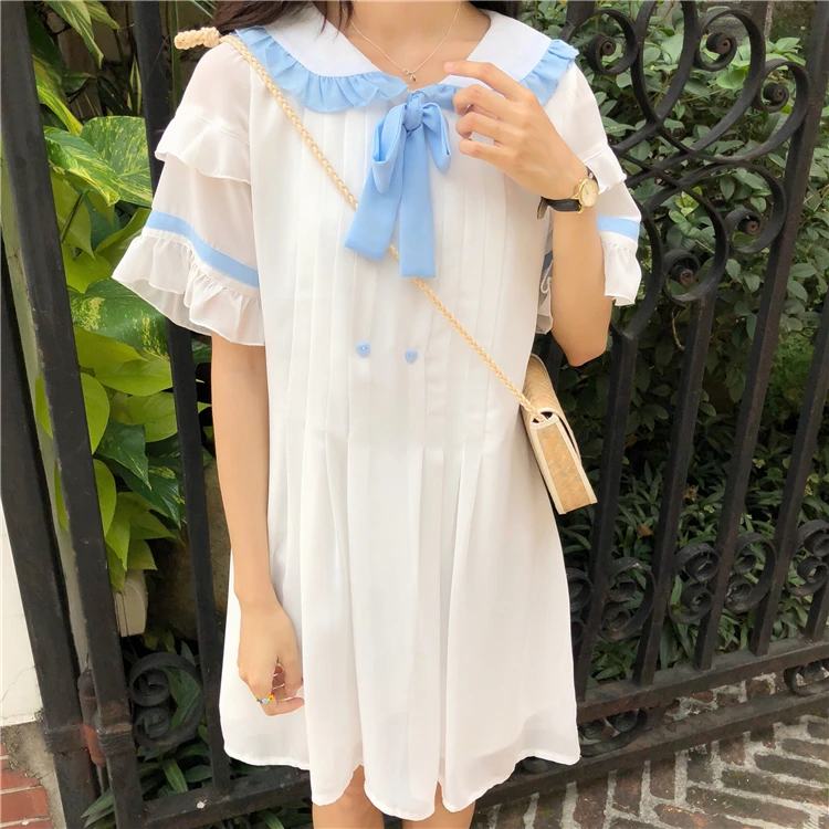 Платье женское шифоновое в японском стиле Харадзюку милое винтажное платье