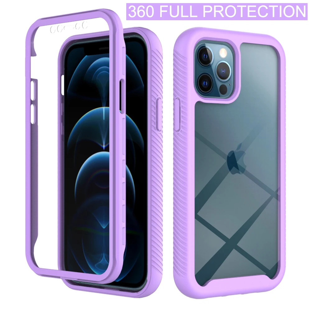 Прозрачный чехол 360 для iPhone 12 Mini 11 Pro XS Max X SE 2020 7 8 6 Plus бронированный противоударный