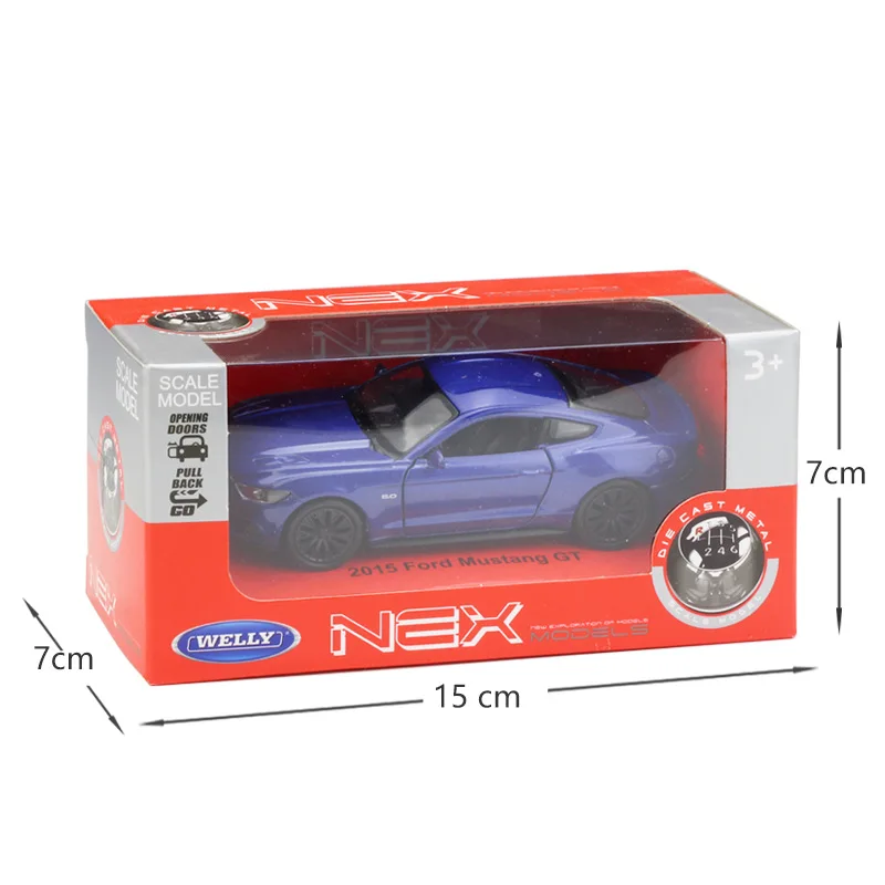 Welly 1:36 оригинальная коробка 2017 Ford Mustang GT синяя тянущаяся обратная машина литая