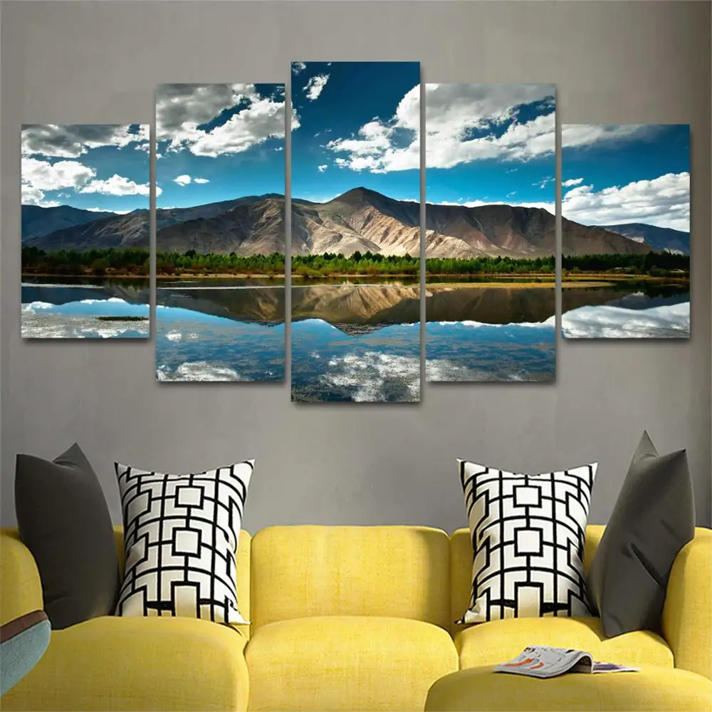 

Drop shipping 5 Panel Wall Art Pictures Canvas Painting abstract canvas poster painting decoration for living room LW325