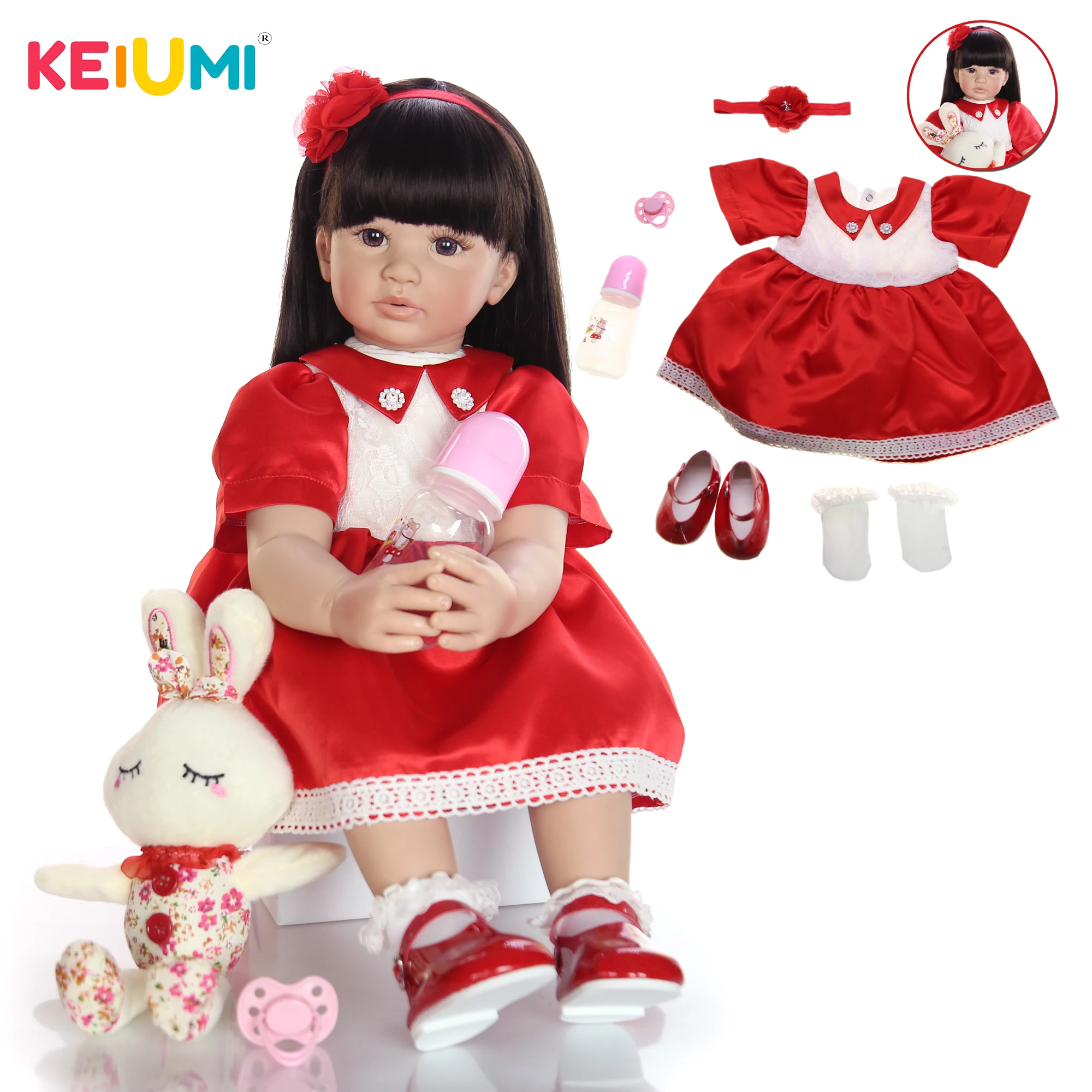 KEIUMI 24 дюйма 60 см кукла принцессы Кукла Реборн детская игрушка тканевая для