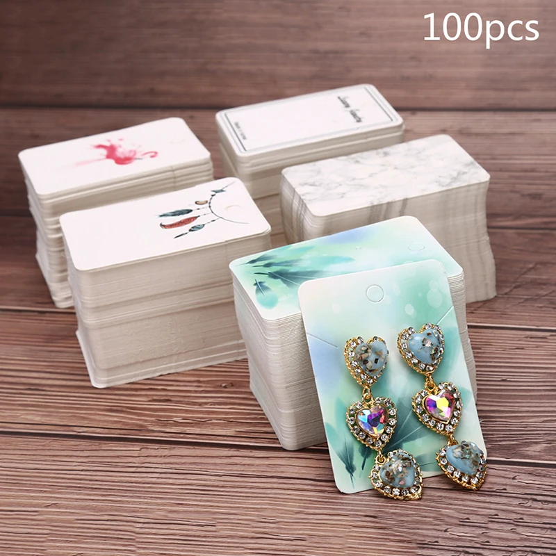 

100pcs/Set Multi Color Paper Cute Stud Earring HangTag Card Custom Logo Cost Extra Jewelry Display Packing Card