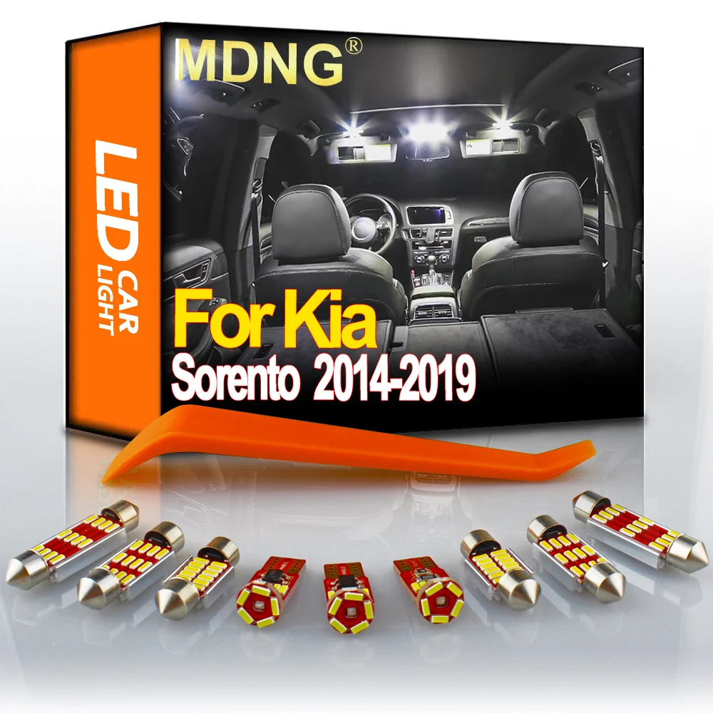 

MDNG 9Pcs White Car Bulbs Interior Led Light Kit For 2014 2015 2016 2017 2018 2019 Kia Sorento Map Dome Trunk License Plate Lamp