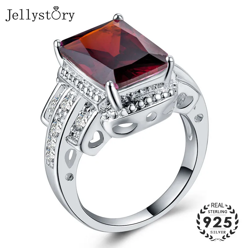 Классическое серебряное кольцо Jellystory 925 пробы с прямоугольным топазом Рубином