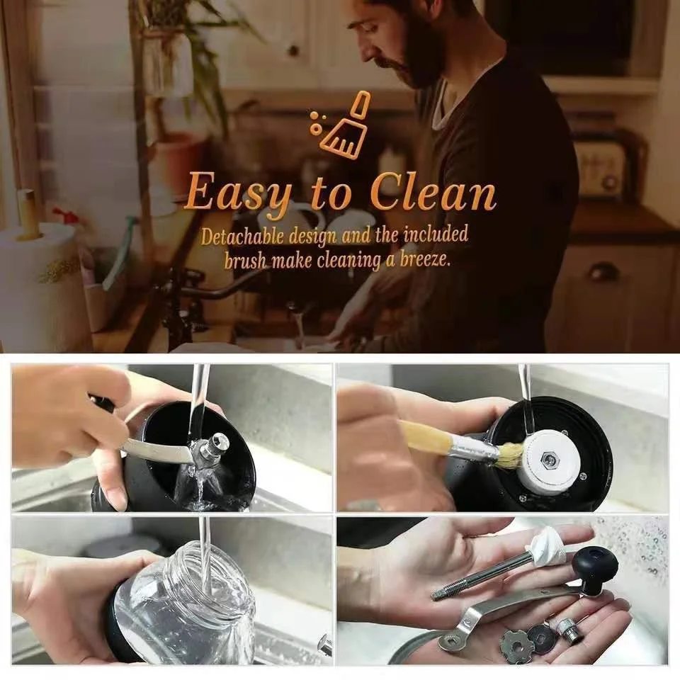 

Coffee Grinder Glass with Container 2-piece Manual Coffee Grinder with Soft Brush Conica Mini Coffee Machine with Storage Jar