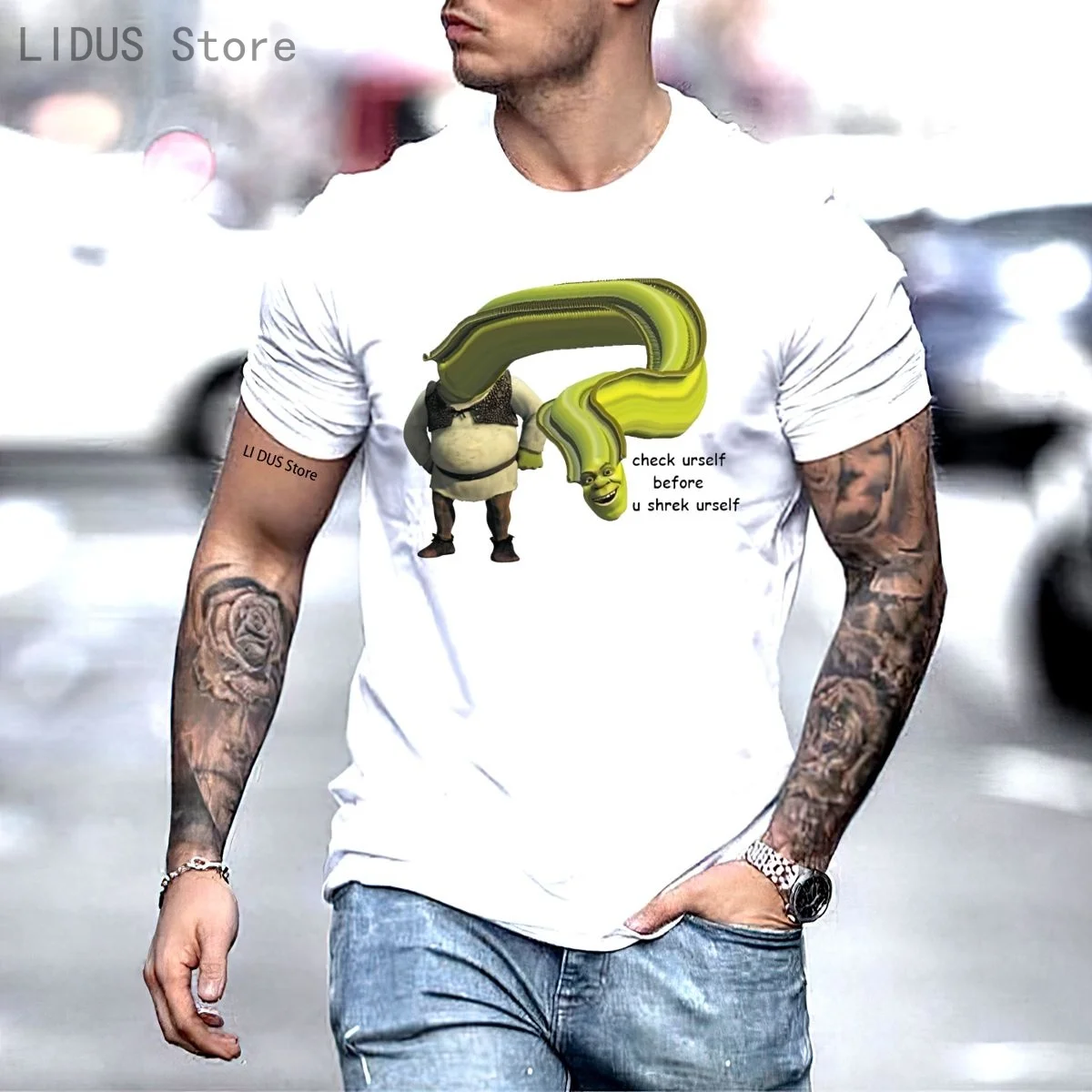 

Fashion Cool Men T Shirt Women Funny Tshirt Shrek Yourself Before You Wreck Yourself T Shirts Customized Printed T-Shirt