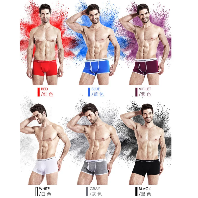 Caiwen Kelun 6Pcs Men's Underwear Boxers Cotton Male Panties Breathable Man Boxer Print Underpants Sexy Low waist Boxer Shorts