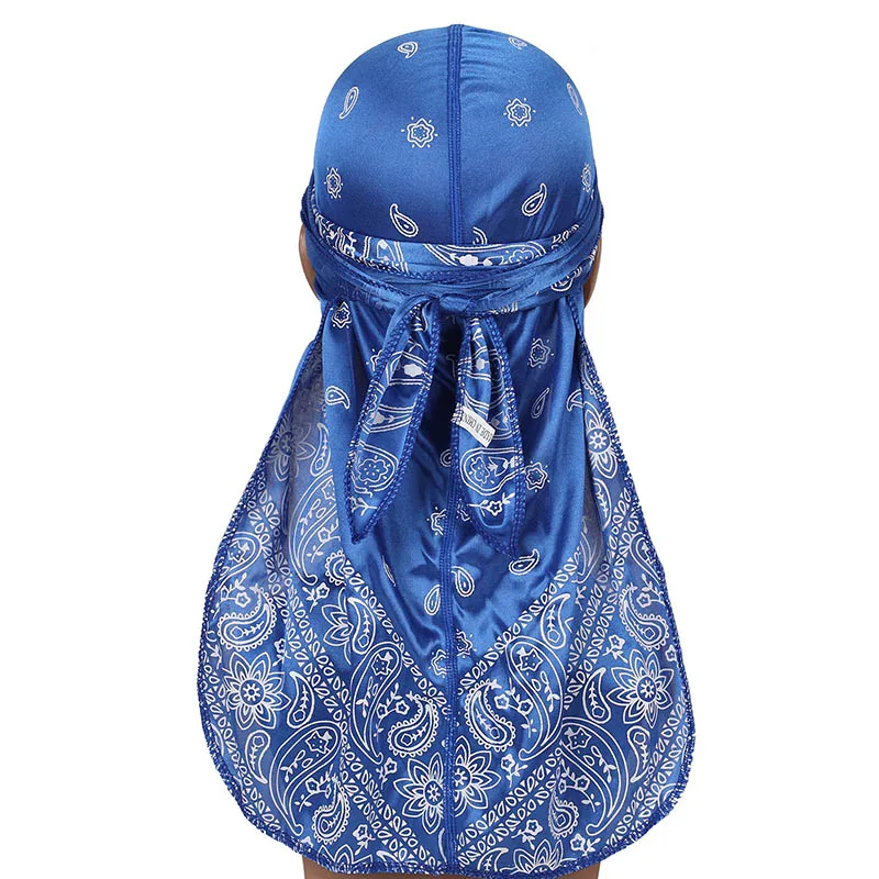 

Amoeba Silky Durag Caps Hip Hop Cloak Wave Cap Long Tail Headwraps Wide Straps Waves for Adult