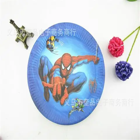Plate -10pcs "Человек-паук" 1st День рождения поставки праздничные украшения: воздушные шары пользу с принтом Человека-паука скатерть детский душ Декор посуда для маленьких мальчиков - Цвет: Plate -10pcs