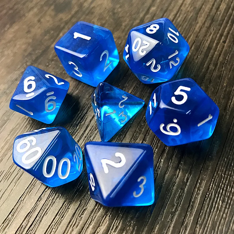 Высокое качество многогранные прозрачные/Прозрачные Цифровые игральные кости 7