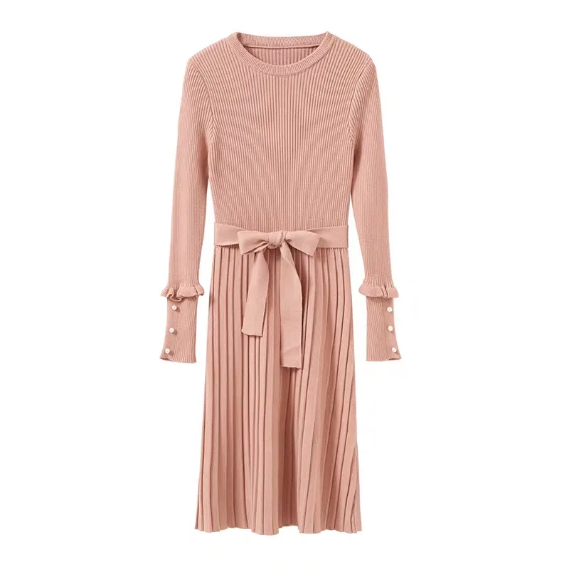 Женское длинное платье свитер осенне зимнее трикотажное черного коричневого