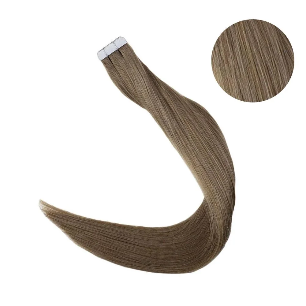 6 Chestnut Brown Полный блеск, сплошной цвет, лента для наращивания, человеческие волосы, 100 г, 40 шт., лента для волос, кожа, уток, машина для наращивания, Remy - Цвет: 6 Chestnut Brown