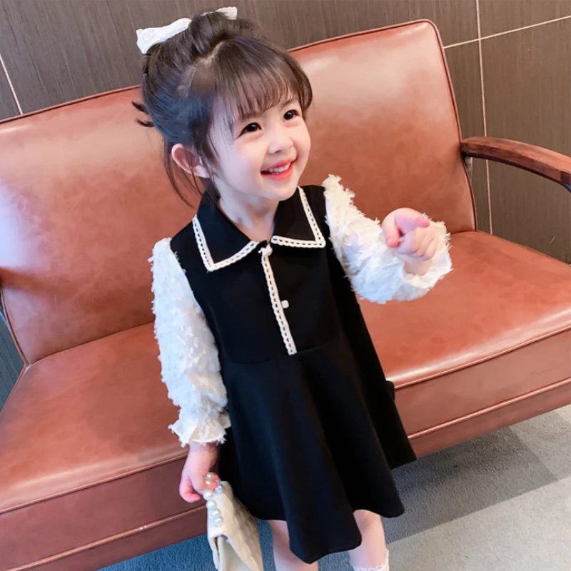 

Dress for girls fashion color matching all-match casual princess dresses 2-8 year old Korean version Quality children's clothing