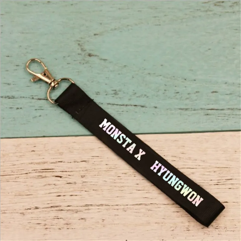 

Kpop Monsta x Album Hyungwon Nylon KeyChain Discoloration Name Key Chain Car Jewelry Chaveiro Llaveros A20650