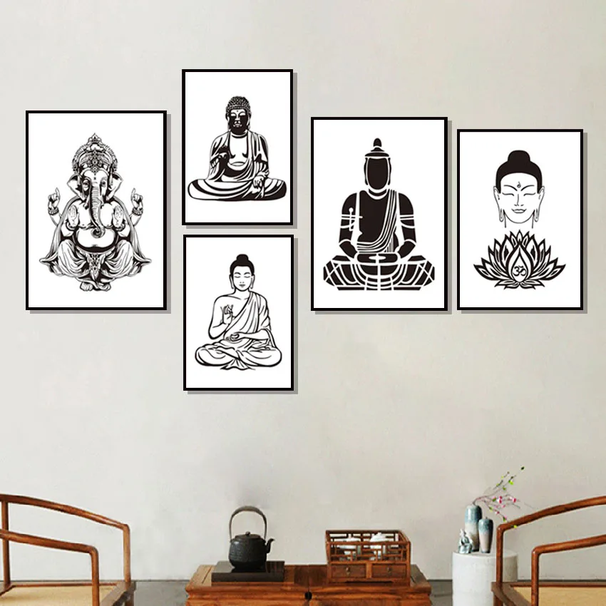 Настенная картина настенная статуя Постер Будды печать картин для гостиной