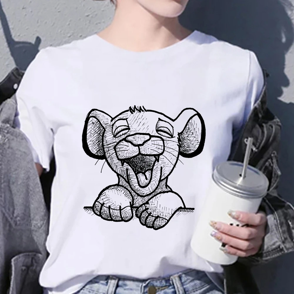 Харадзюку Женская T рубашки для мальчиков модные Симба Король Лев печать