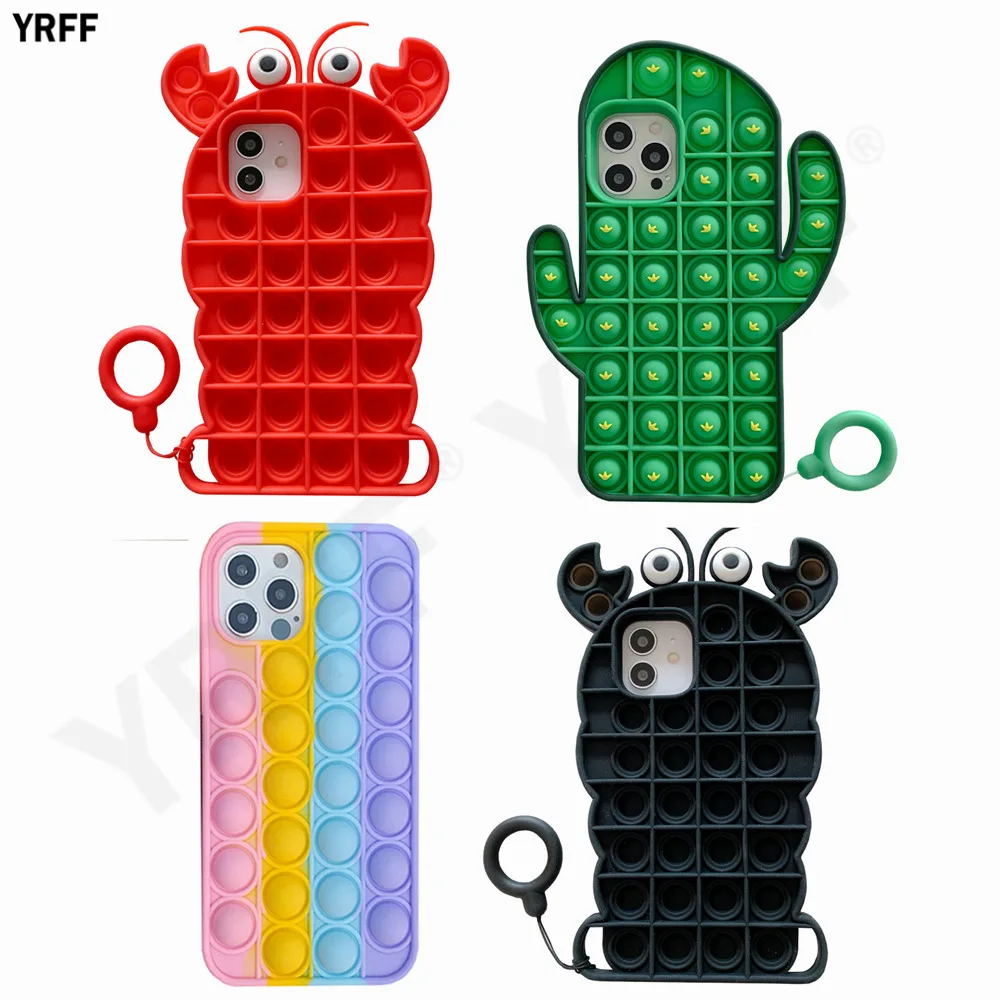 

Чехол для iphone 12, 11 Pro Max, X, XS Max, XR, 6, 6S, 7, 8 Plus, мягкий 3D-чехол с изображением краба, кактуса, радуги