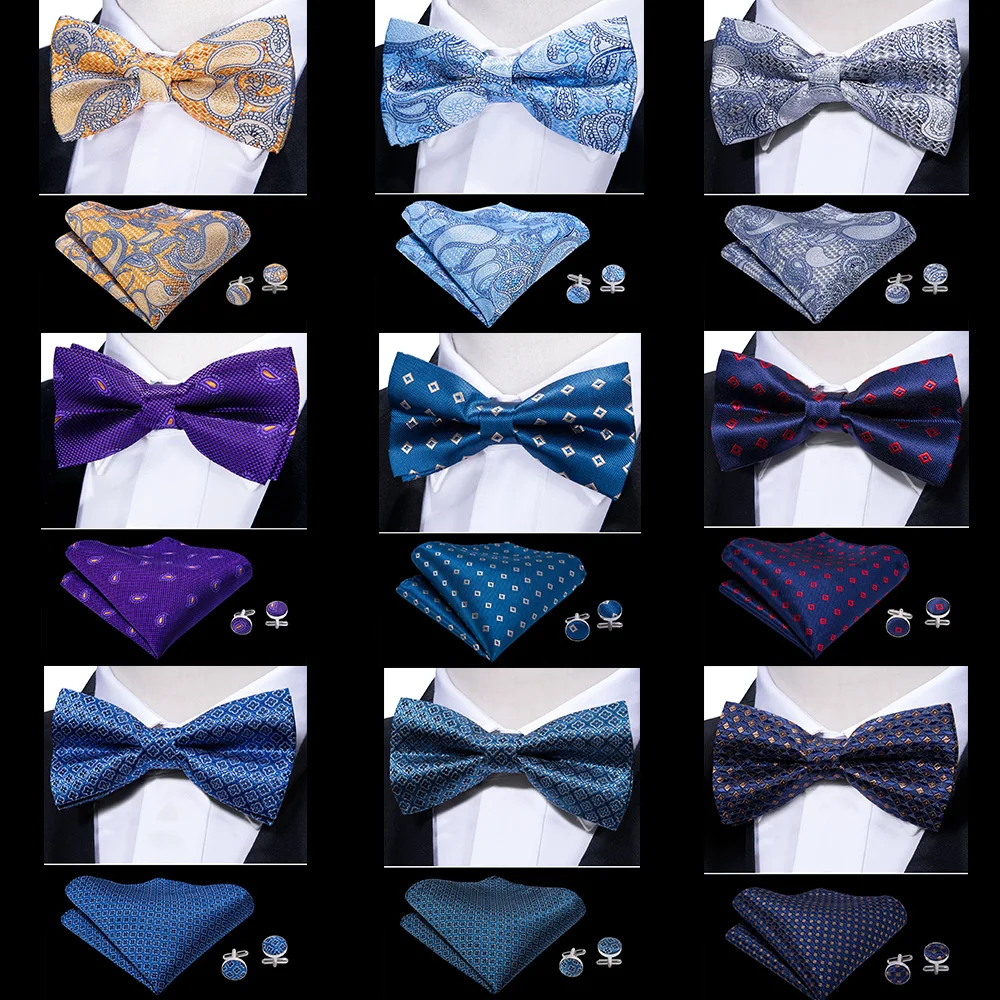 Новые темно-синие галстуки-бабочки для мужчин шелковые мужские цветные запонки с