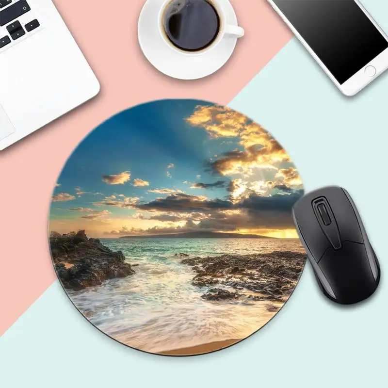

beach Natural Rubber Gaming mousepad Desk Mat Desk Table Protect Game Office Work Round Mouse Mat pad XL Non-slip