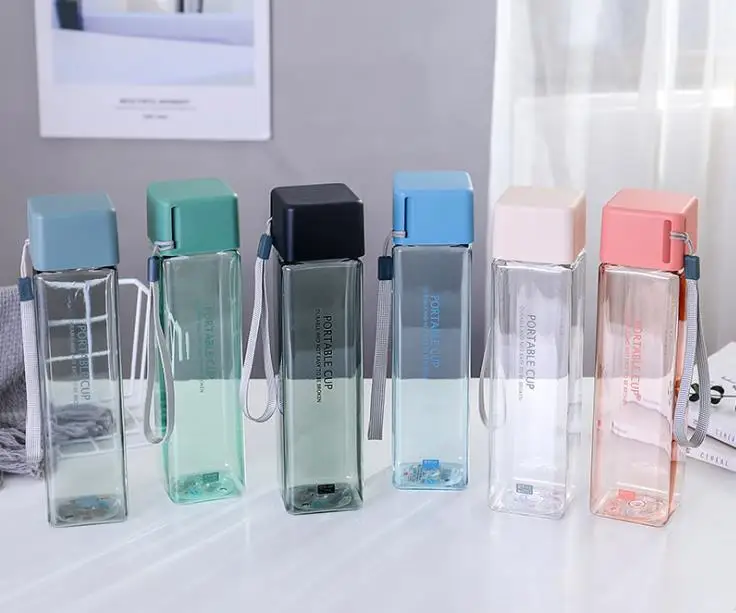 480 мл креативная квадратная пластиковая бутылка для воды милая прозрачная