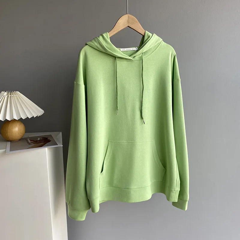 

Yeeloca Drawstring Solid Color Hooded Sweatershirt For Women 2021 Spring Casual Pullovers Korean Long Sleeve Trend Top