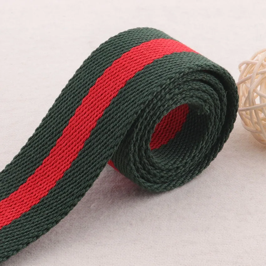 38 мм хлопковый тканый красно-зеленые полосатые Саржевые тяжелые сумки кошельки с