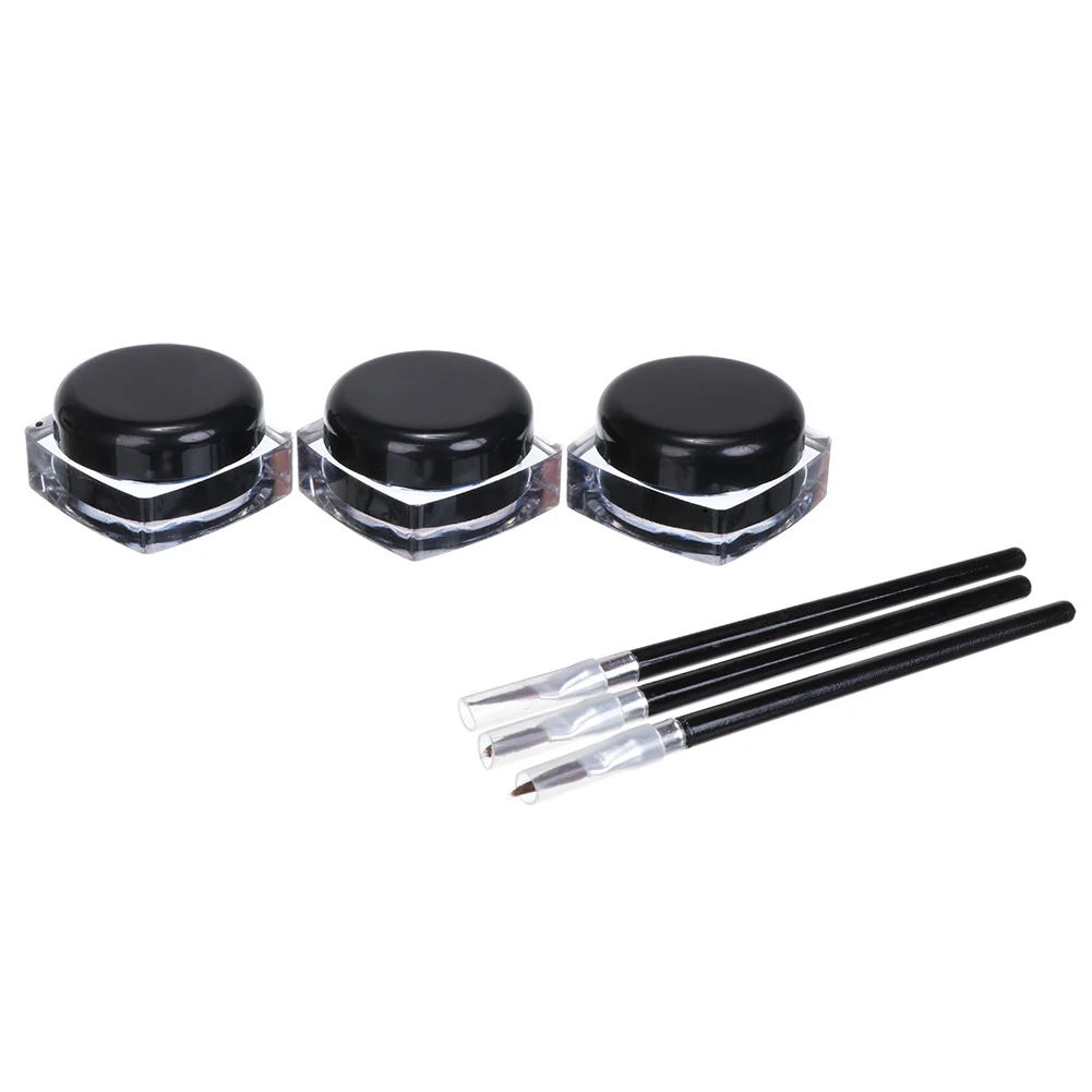 

Professional Lasting Waterproof Black Eye Liner Eyeliner Gel Makeup Cream Cosmetic + Brush Makeup Set Highly Pigmented