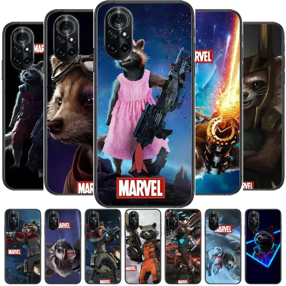 

Marvel Rocket Raccoon Clear Phone Case For Huawei Honor 20 10 9 8A 7 5T X Pro Lite 5G Black Etui Coque Hoesjes Comic Fash desi