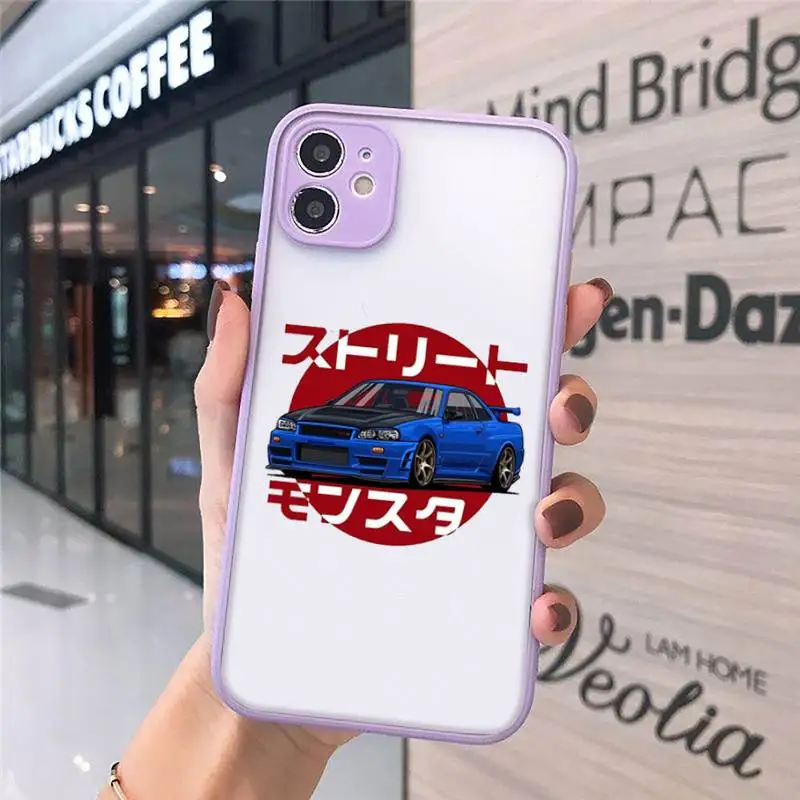 

Cartoon car JDM Phone Cases matte transparent For iphone 7 8 11 12 plus mini x xs xr pro max cover