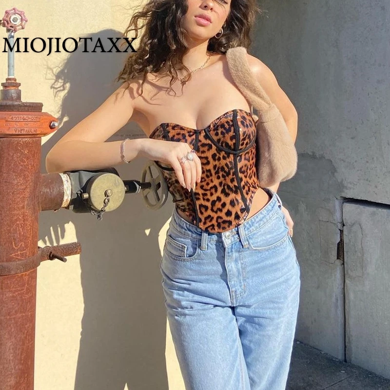 

Летняя Новинка MIOJIOTAXXMIOJIOTAXX2021: сексуальный нагрудный жилет с леопардовым принтом и открытой спиной