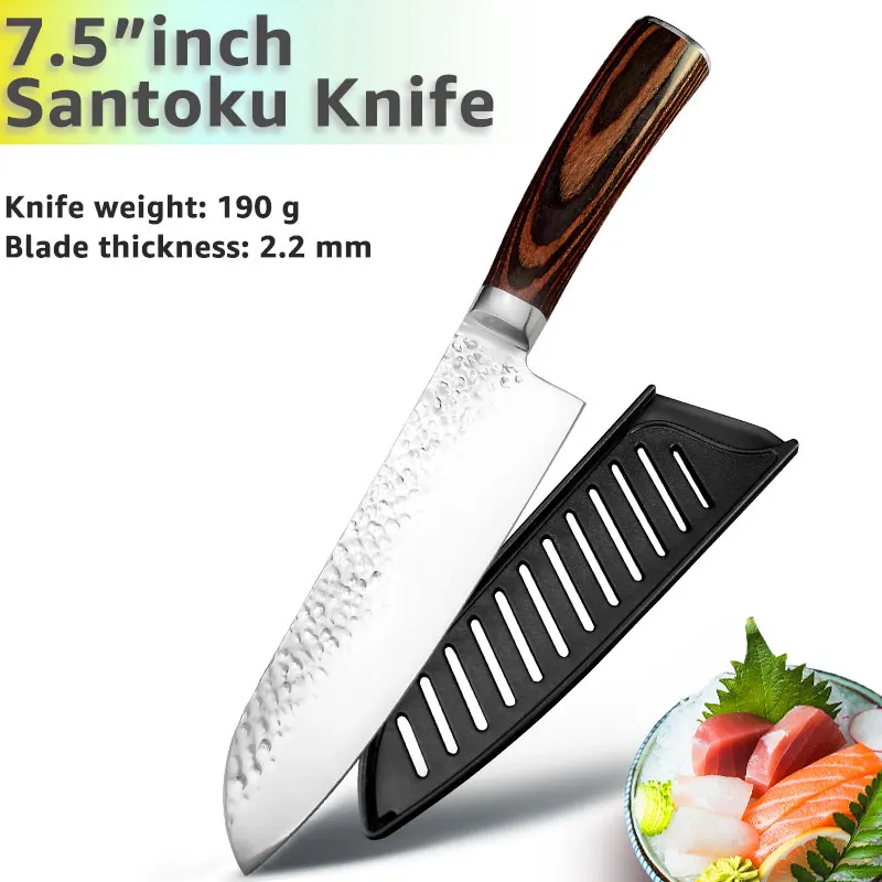 7inch Santoku knife Кухонный нож, 8 дюймов, профессиональные японские поварские ножи 7CR17 440C, высокоуглеродистая Нержавеющая сталь, нож для мяса, нож сантоку - Цвет: 7inch Santoku knife