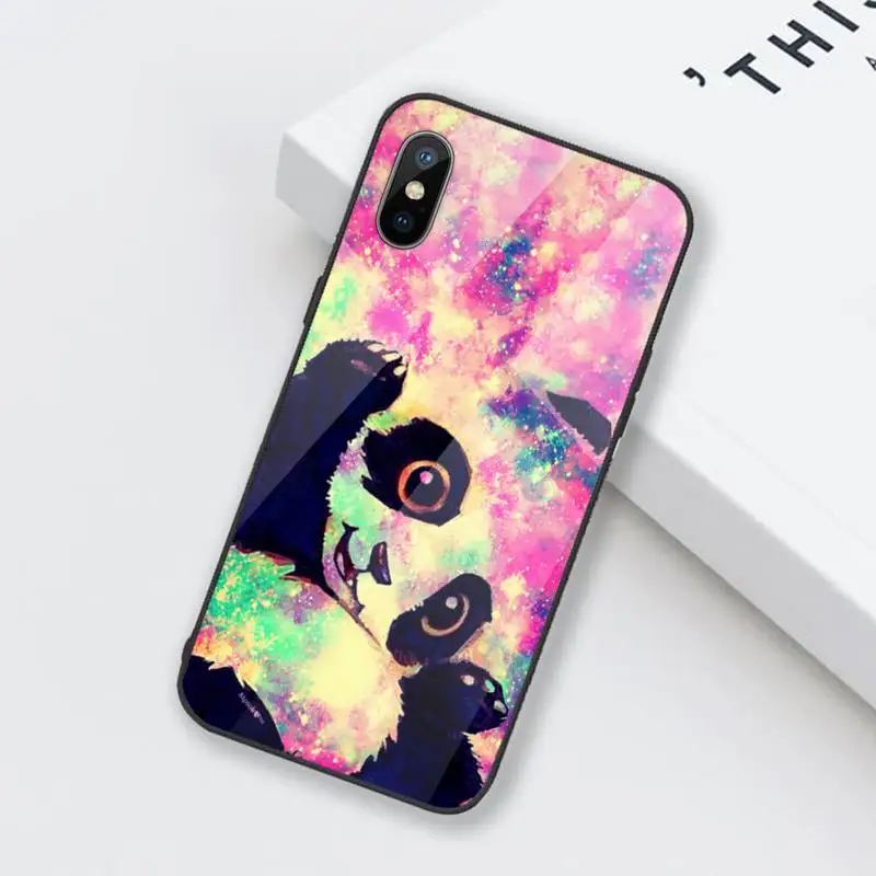 

Funny cartoon panda Phone Cases Tempered glass For iphone 6 6S 7 8 plus X XS XR 11 12 mini PRO MAX