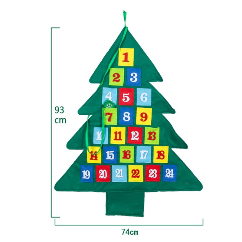 1pc Christmas Advent Calendar Decorations Christmas Tree Calendar Creative Decorative Artificial Craft Hanging Ornament