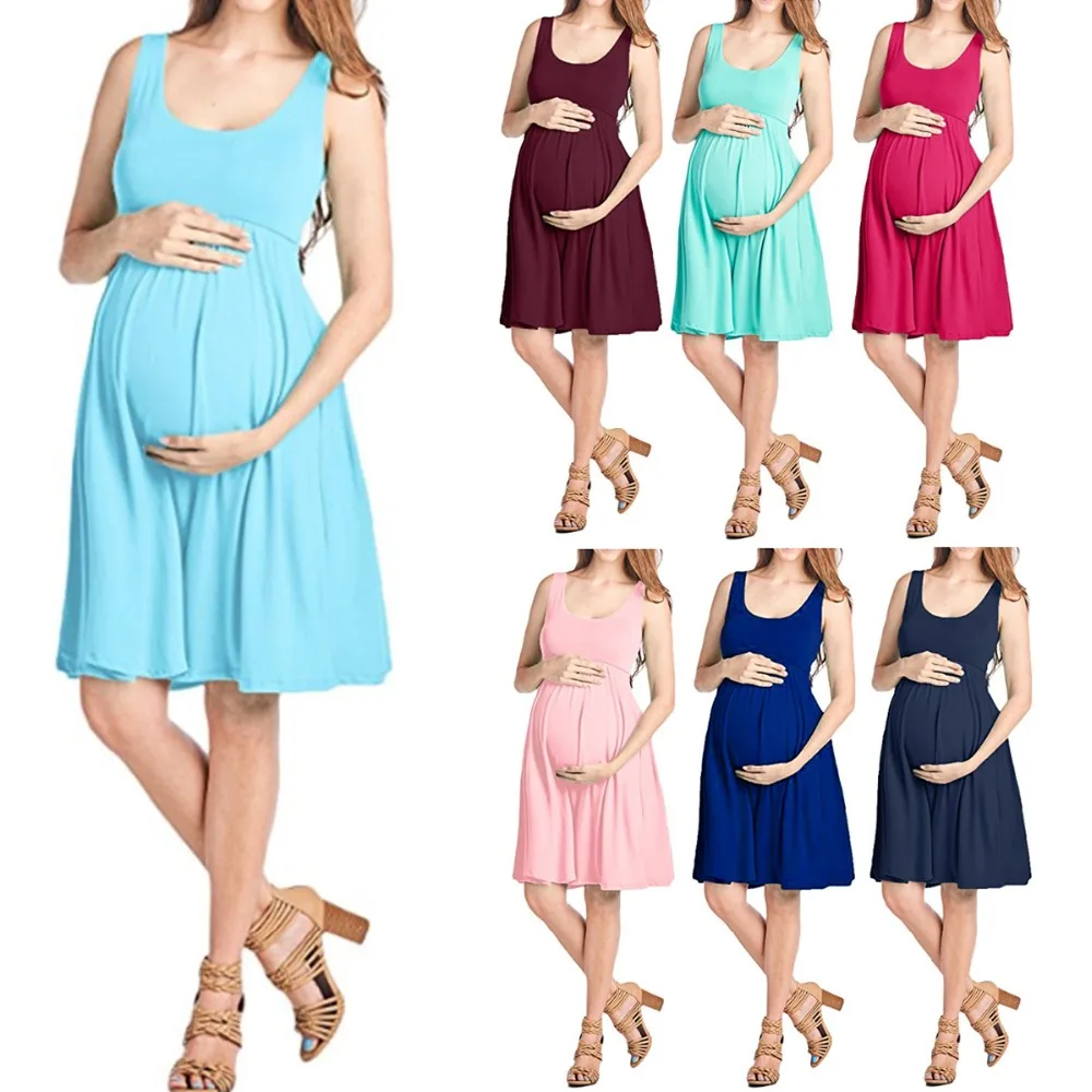 

Pregnant Maternity Dresses Vest Casual Pregnancy Dress Cotton Maternity Clothes for Pregnant Women Clothing Sleeveless Dress