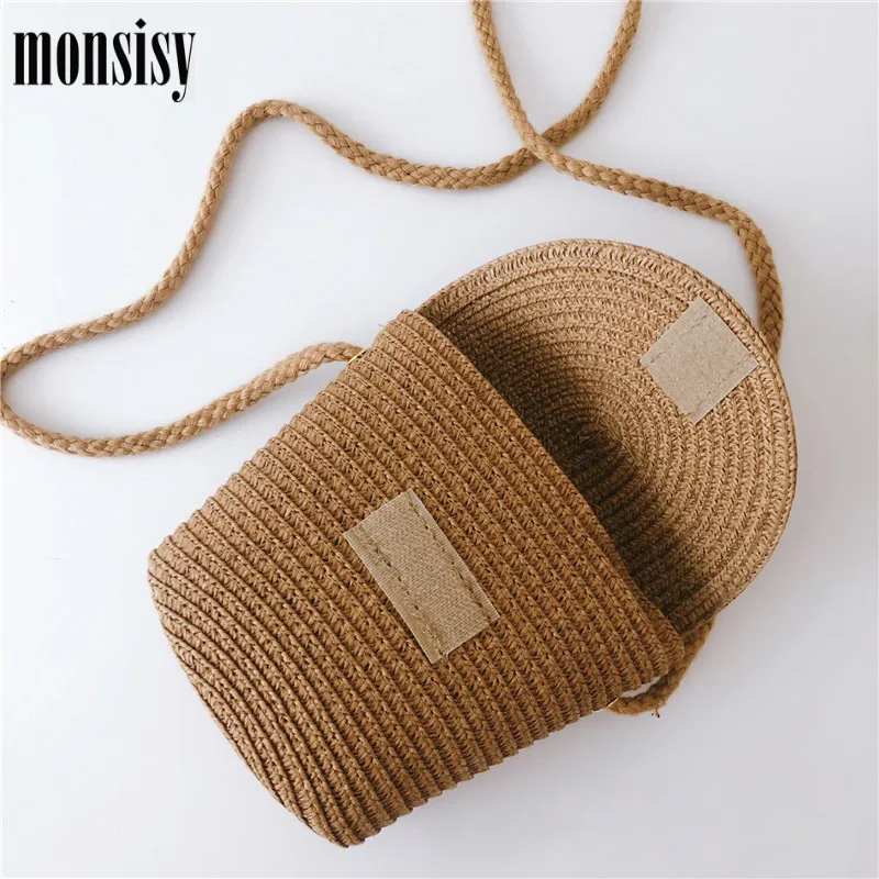 Женская Соломенная Сумочка Monsisy маленькая Летняя Детская сумка через плечо