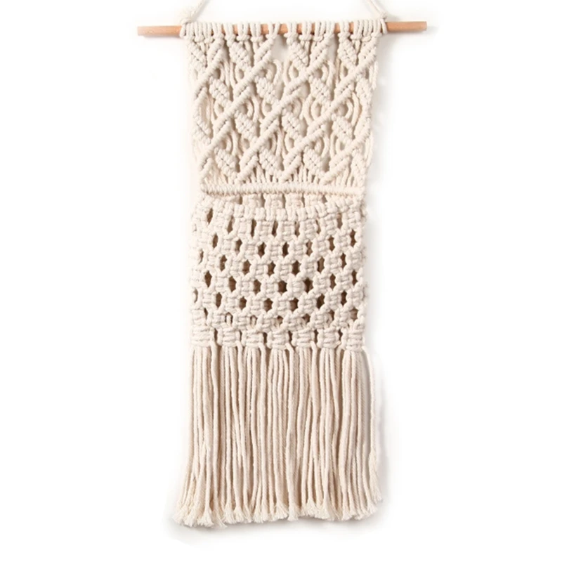 

Macrame Wall Hanging Magazine Storage Organizer Handmade Cotton Rope Woven Flowers Key Mail Storage Holder Pocket Bohemia H3CC