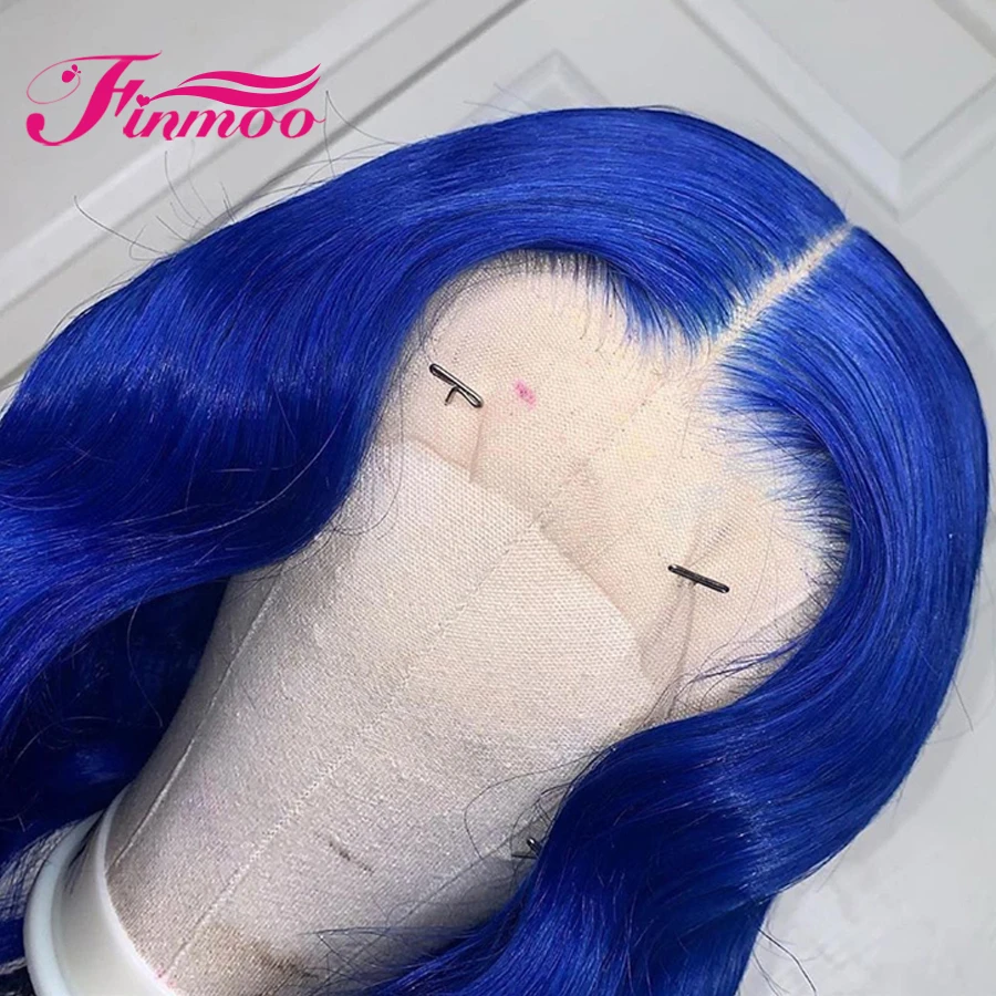 8 '' 26'' длинный синий цветной кружевной передний парик человеческие волосы