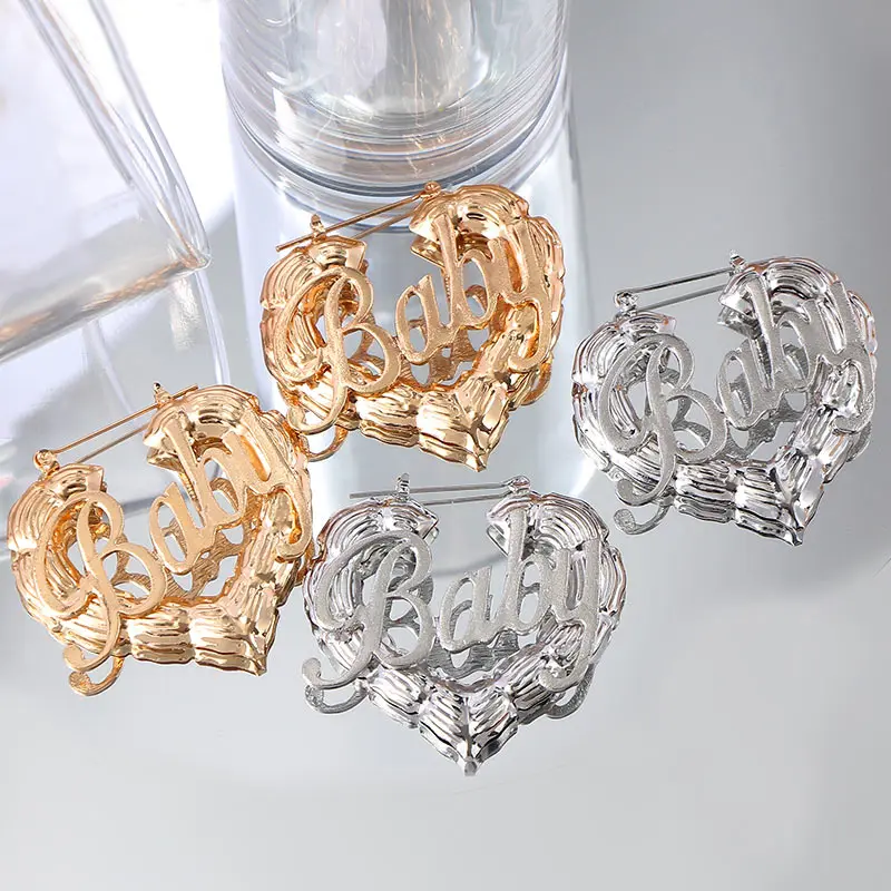 Женские серьги кольца JJFOUCS из бамбука золотого и серебряного цвета в стиле ретро