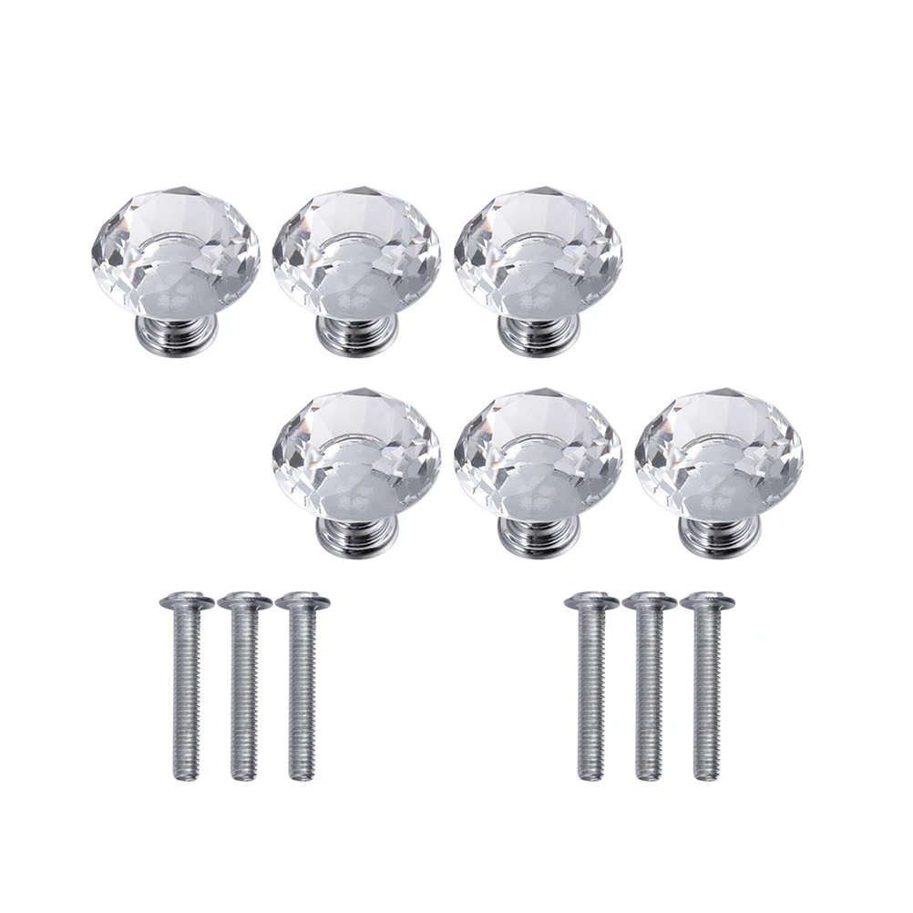 6 шт. Хрустальная Поворотная Кнопка алмазные ручки для ящиков стеклянные дверные
