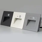 Сенсор открытый Водонепроницаемый стены + лампы движения PIR Светодиодный коридор ступеньки лестницы Светильник встроенный квадратный угловая настенная лампа для сада