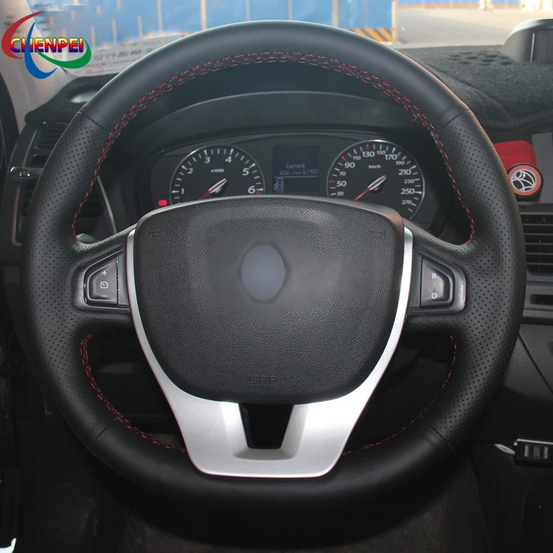 

Сделай Сам, сшитая вручную, изготовленная на заказ, противоскользящая черная кожа, для украшения интерьера автомобиля Renault Megane