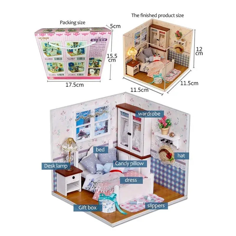 PBPBOX Кукольный дом DIY Миниатюрный Кукольный домик Модель деревянная игрушка мебель Каса куклы Boneca игрушечные дома подарок на день рождения