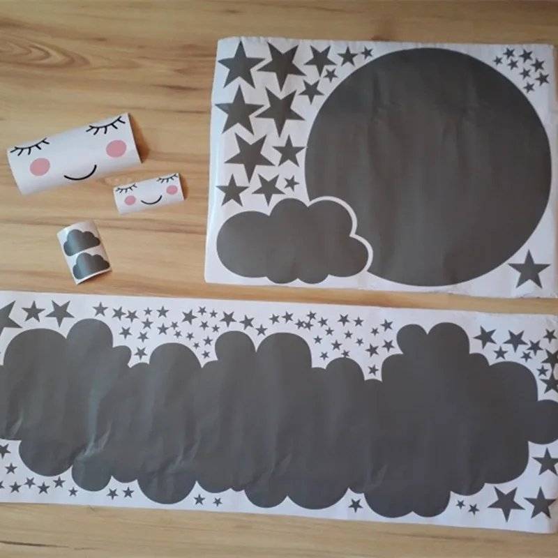 Луной и звездами Наклейка на стену облако стикер детской s для комнаты Decal девушки
