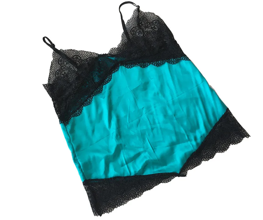 

3-5XL SATIN Size Sexy Lingerie Erotic Babydoll Underwear Women's Black Lace Nightdress Porno Costumes Sleepwear Dress