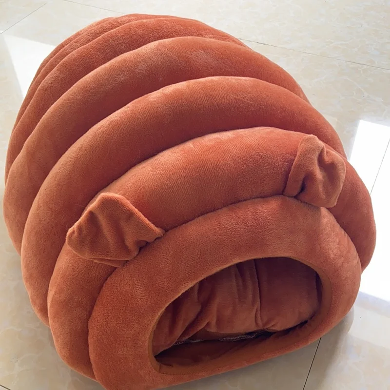 Полузакрытый домик для кошек и собак гусеничная будка мягкий плюшевый коврик