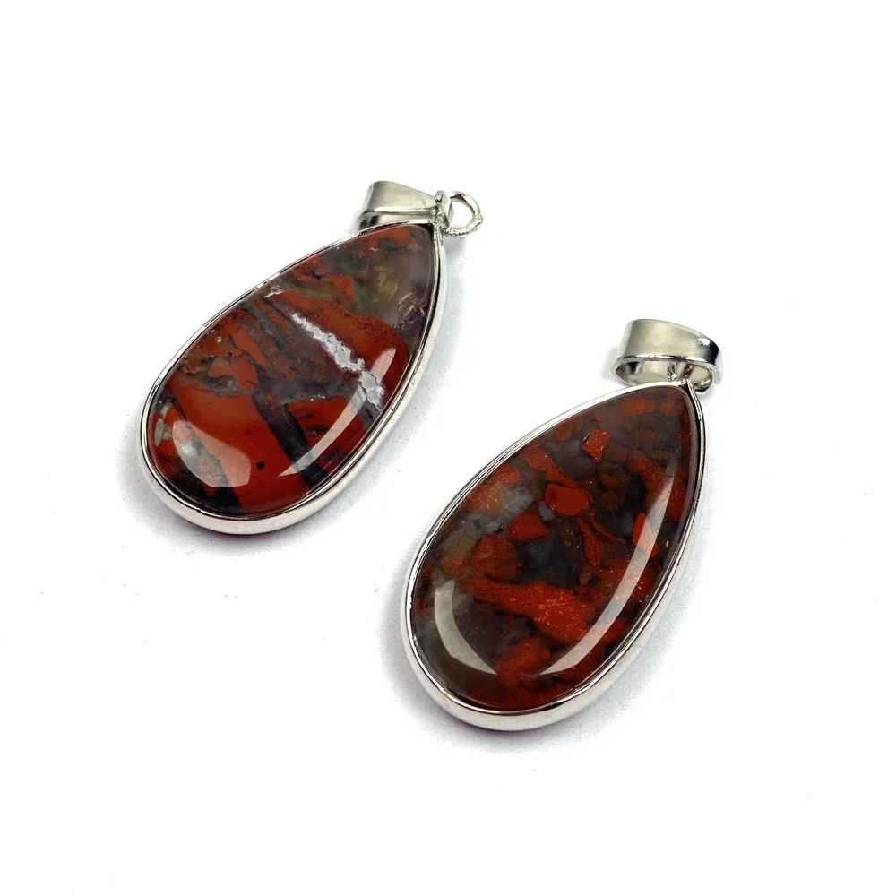 

Natural Semi-precious Stone Drop-shaped African Bloodstone Boutique Pendant Making DIY Fashion Charm Necklace Jewelry Gift
