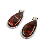 natural semi precious stone drop shaped african bloodstone boutique pendant making diy fashion charm necklace jewelry gift